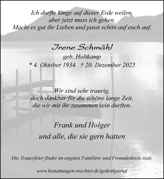 Traueranzeige von Irene Schmähl von Neue Westfälische und Westfalen-Blatt