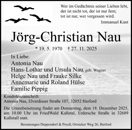 Traueranzeige von Jörg-Christian Nau von Neue Westfälische und Westfalen-Blatt