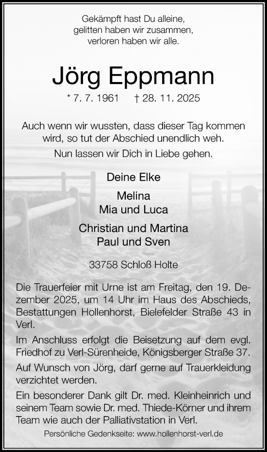 Traueranzeige von Jörg Eppmann von Neue Westfälische und Westfalen-Blatt