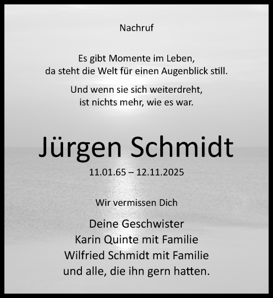 Traueranzeige von Jürgen Schmidt von Neue Westfälische und Westfalen-Blatt