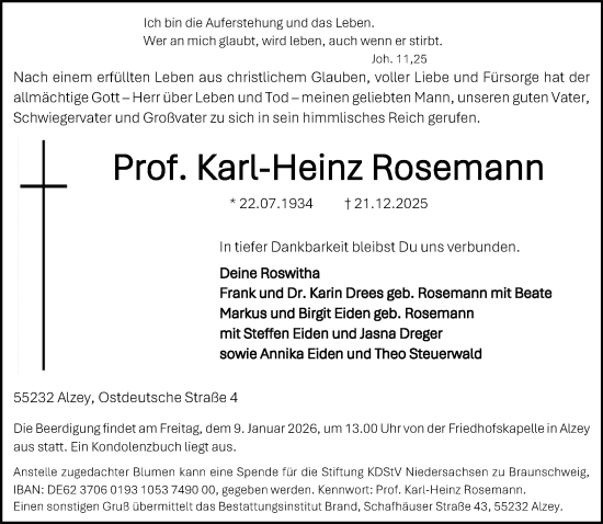Traueranzeige von Karl-Heinz Rosemann von Neue Westfälische und Westfalen-Blatt