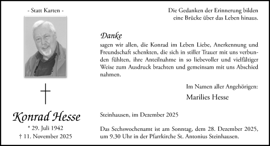Traueranzeige von Konrad Hesse von Neue Westfälische und Westfalen-Blatt