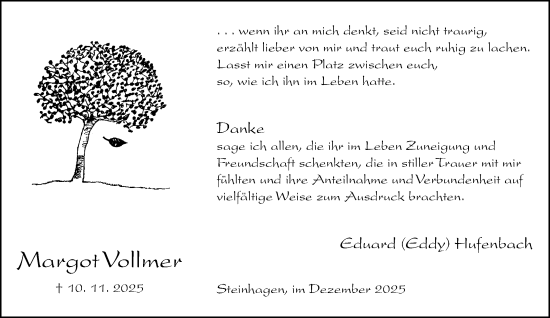 Traueranzeige von Margot Vollmer von Neue Westfälische und Westfalen-Blatt