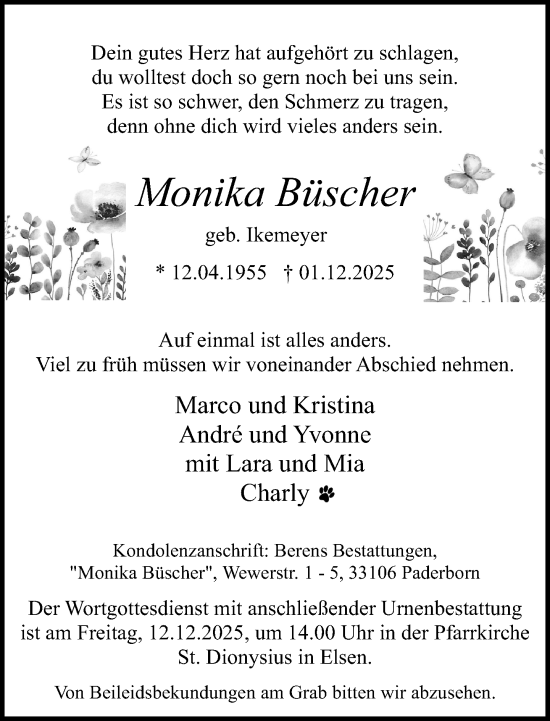 Traueranzeige von Monika Büscher von Neue Westfälische und Westfalen-Blatt