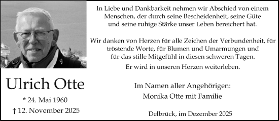 Traueranzeige von Ulrich Otte von Neue Westfälische und Westfalen-Blatt