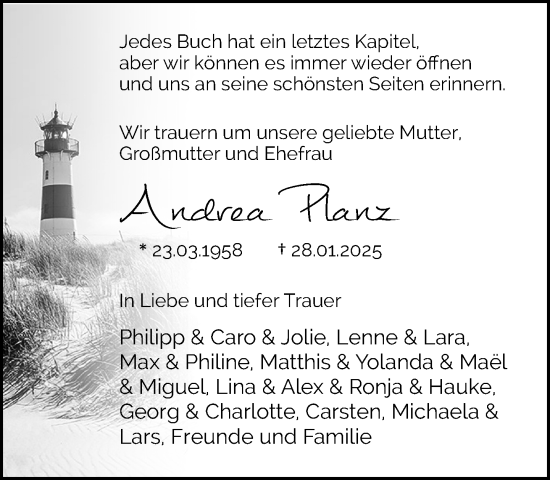 Traueranzeige von Andrea Planz von Neue Westfälische und Westfalen-Blatt