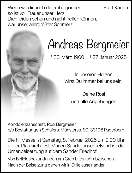 Traueranzeige von Andreas Bergmeier von Neue Westfälische und Westfalen-Blatt