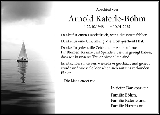 Traueranzeige von Arnold Katerle-Böhm von Neue Westfälische und Westfalen-Blatt