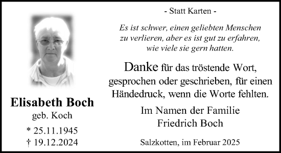 Traueranzeige von Elisabeth Boch von Neue Westfälische und Westfalen-Blatt