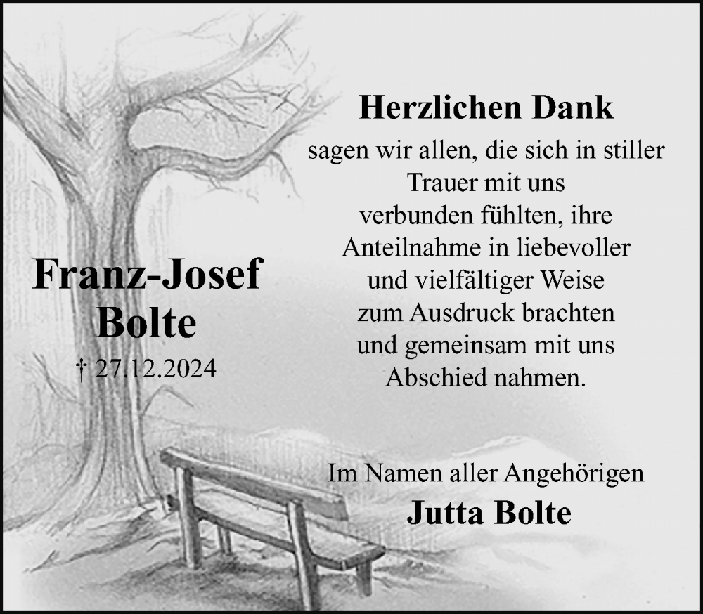  Traueranzeige für Franz-Josef Bolte vom 15.02.2025 aus Neue Westfälische und Westfalen-Blatt
