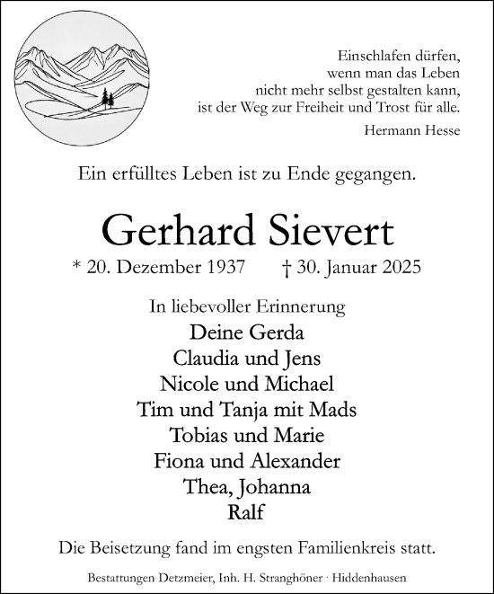 Traueranzeige von Gerhard Sievert von Neue Westfälische und Westfalen-Blatt