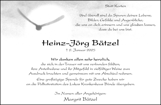 Traueranzeige von Heinz-Jörg Bätzel von Neue Westfälische und Westfalen-Blatt