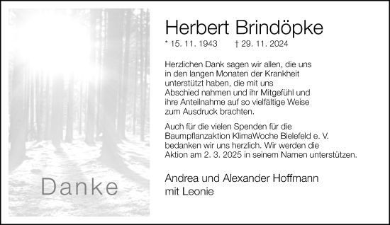 Traueranzeige von Herbert Brindöpke von Neue Westfälische und Westfalen-Blatt