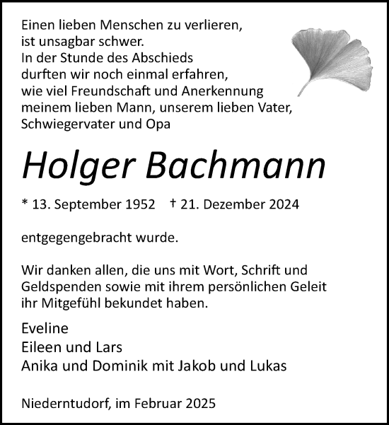 Traueranzeige von Holger Bachmann von Neue Westfälische und Westfalen-Blatt