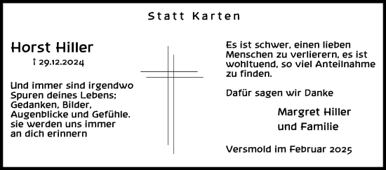 Traueranzeige von Horst Hiller von Neue Westfälische und Westfalen-Blatt
