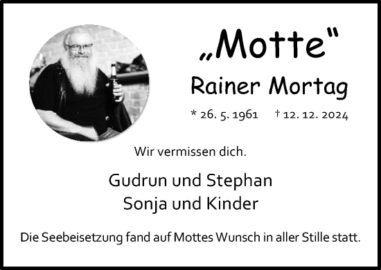 Traueranzeige von Rainer Mortag von Neue Westfälische und Westfalen-Blatt
