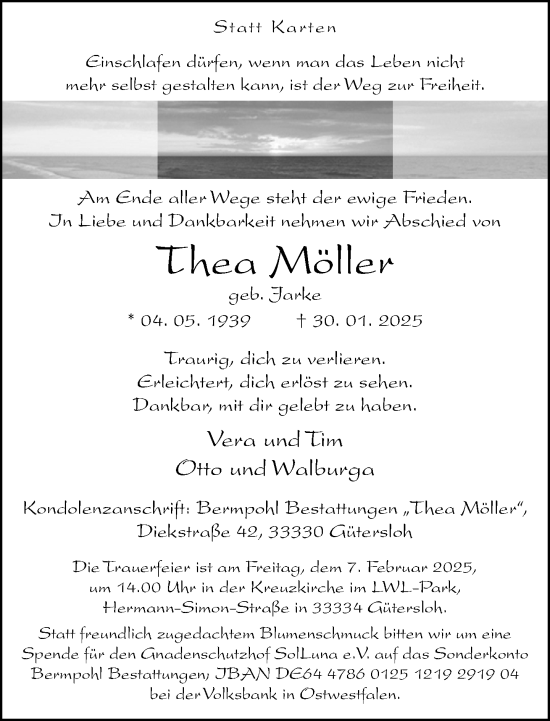 Traueranzeige von Thea Möller von Neue Westfälische und Westfalen-Blatt