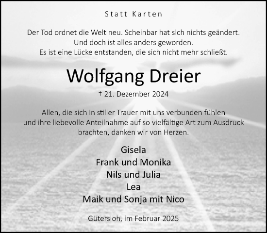 Traueranzeige von Wolfgang Dreier von Neue Westfälische und Westfalen-Blatt