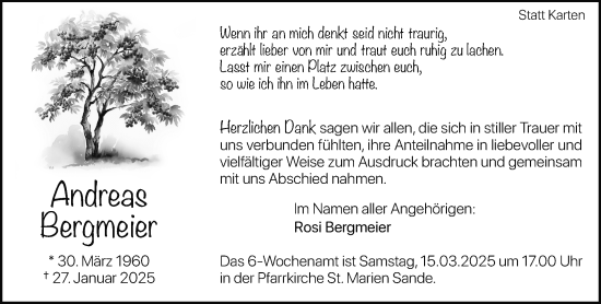 Traueranzeige von Andreas Bergmeier von Neue Westfälische und Westfalen-Blatt