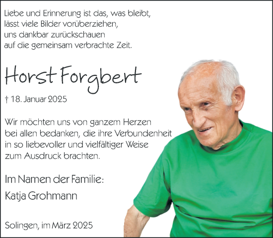 Traueranzeige von Horst Forgbert von Neue Westfälische und Westfalen-Blatt