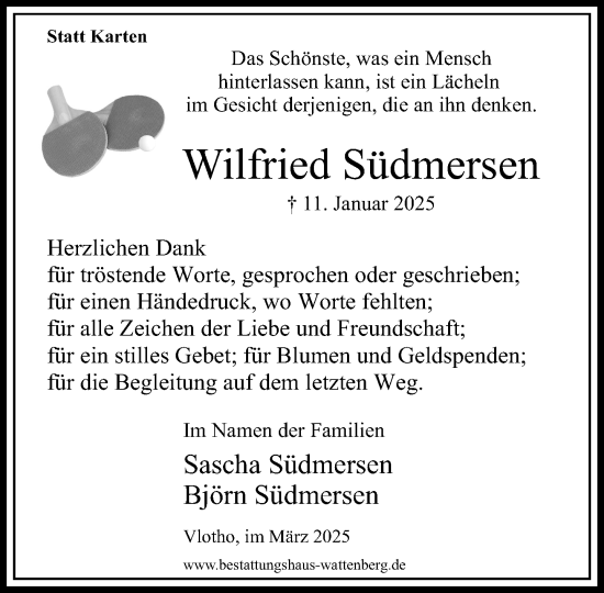 Traueranzeige von Wilfried Südmersen von Neue Westfälische und Westfalen-Blatt