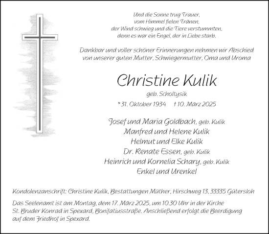 Traueranzeige von Christine Kulik von Neue Westfälische und Westfalen-Blatt