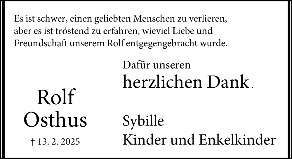  Traueranzeige für Rolf Osthus vom 12.04.2025 aus Neue Westfälische und Westfalen-Blatt