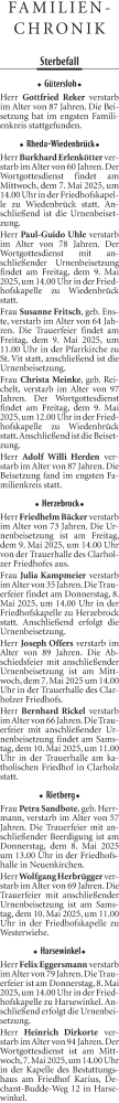 Traueranzeige von Gottfried Reker von Neue Westfälische und Westfalen-Blatt