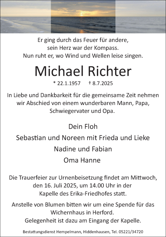 Traueranzeige von Michael Richter von Neue Westfälische und Westfalen-Blatt