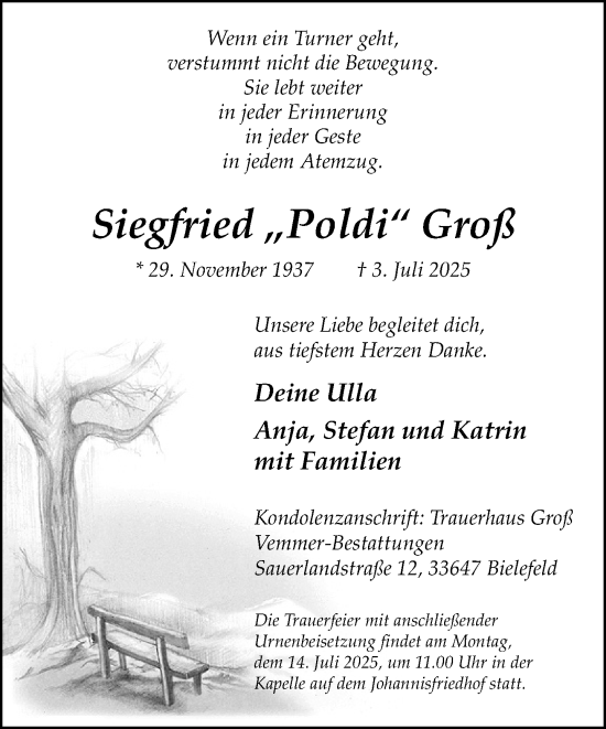 Traueranzeige von Siegfried Groß von Neue Westfälische und Westfalen-Blatt