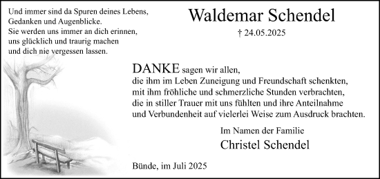 Traueranzeige von Waldemar Schendel von Neue Westfälische und Westfalen-Blatt