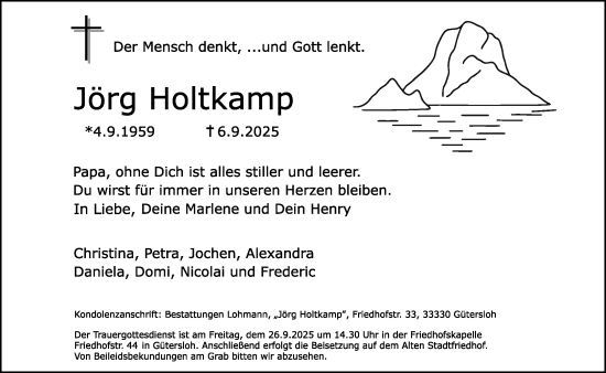 Traueranzeige von Jörg Holtkamp von Neue Westfälische und Westfalen-Blatt