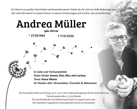 Traueranzeige von Andrea Müller von Neue Westfälische und Westfalen-Blatt