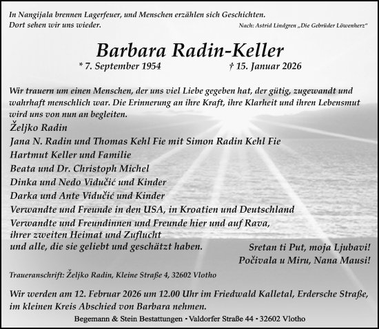 Traueranzeige von Barbara Radin-Keller von Neue Westfälische und Westfalen-Blatt