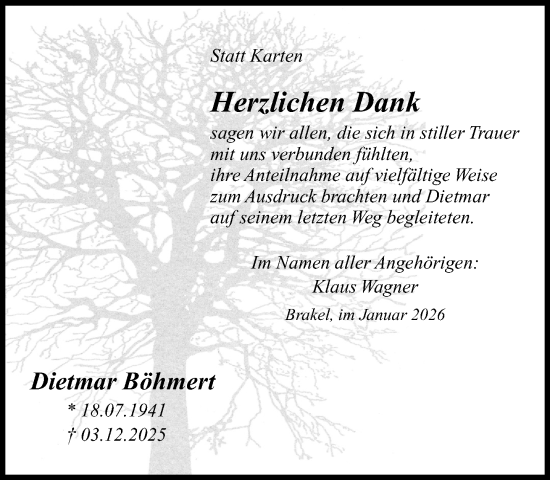Traueranzeige von Dietmar Böhmert von Neue Westfälische und Westfalen-Blatt