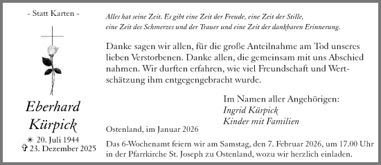 Traueranzeige von Eberhard Kürpick von Neue Westfälische und Westfalen-Blatt