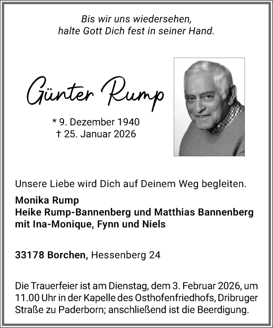 Traueranzeige von Günter Rump von Neue Westfälische und Westfalen-Blatt