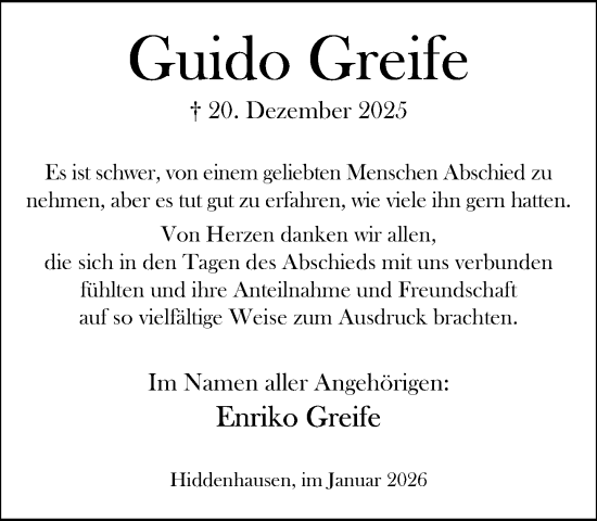 Traueranzeige von Guido Greife von Neue Westfälische und Westfalen-Blatt