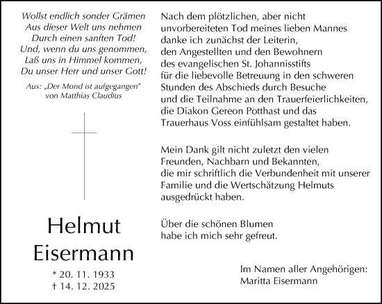 Traueranzeige von Helmut Eisermann von Neue Westfälische und Westfalen-Blatt