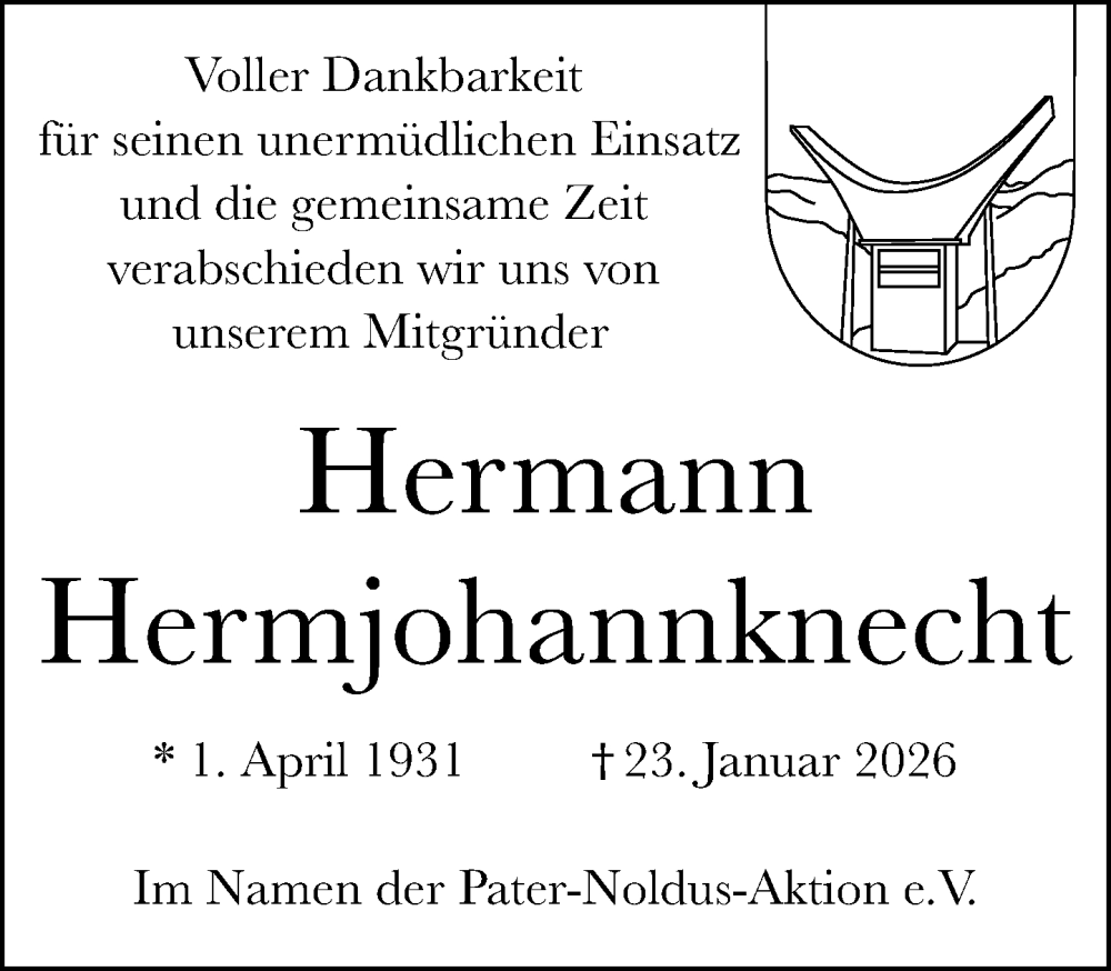  Traueranzeige für Hermann Hermjohannknecht vom 28.01.2026 aus Neue Westfälische und Westfalen-Blatt