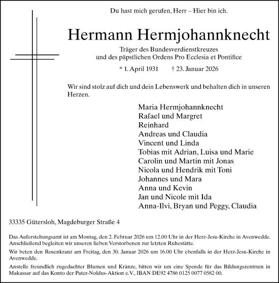 Traueranzeige von Hermann Hermjohannknecht von Neue Westfälische und Westfalen-Blatt