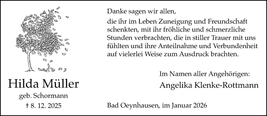 Traueranzeige von Hilda Müller von Neue Westfälische und Westfalen-Blatt
