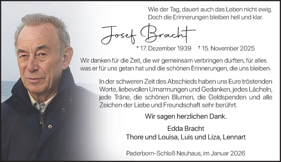 Traueranzeige von Josef Bracht von Neue Westfälische und Westfalen-Blatt