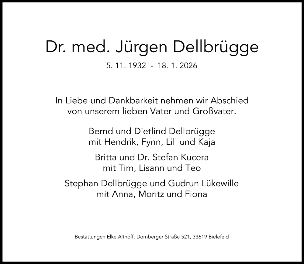  Traueranzeige für Jürgen Dellbrügge vom 24.01.2026 aus Neue Westfälische und Westfalen-Blatt