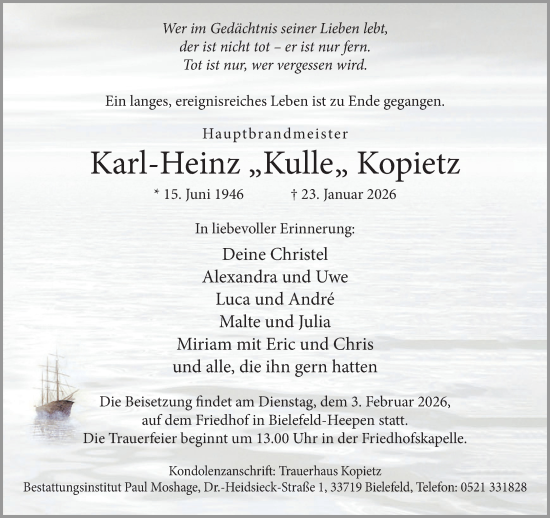 Traueranzeige von Karl-Heinz Kopietz von Neue Westfälische und Westfalen-Blatt