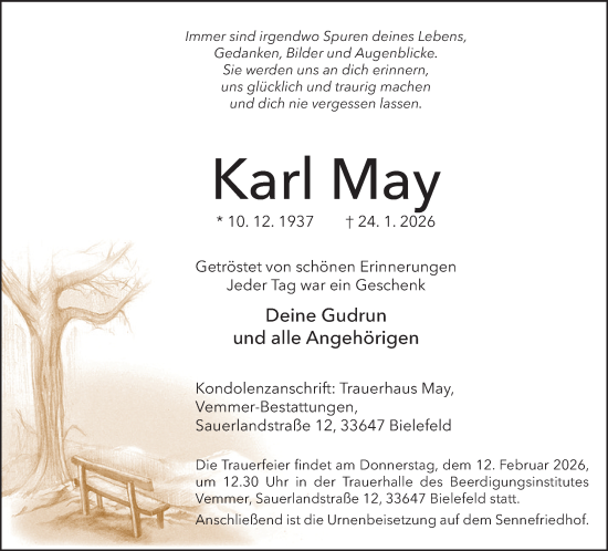 Traueranzeige von Karl May von Neue Westfälische und Westfalen-Blatt