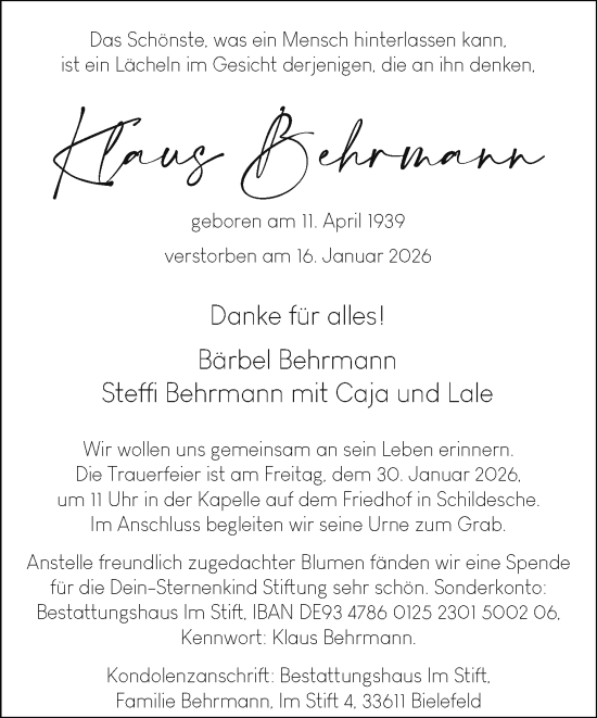 Traueranzeige von Klaus Behrmann von Neue Westfälische und Westfalen-Blatt