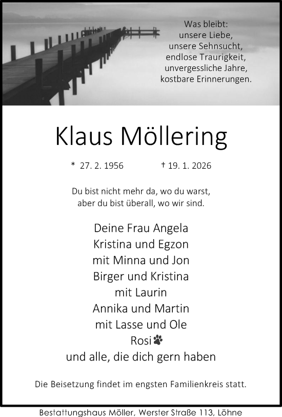 Traueranzeige von Klaus Möllering von Neue Westfälische und Westfalen-Blatt
