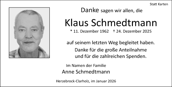 Traueranzeige von Klaus Schmedtmann von Neue Westfälische und Westfalen-Blatt