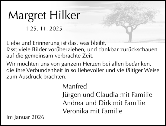 Traueranzeige von Margret Hilker von Neue Westfälische und Westfalen-Blatt